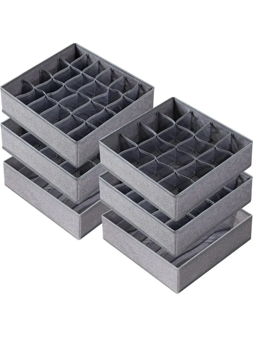6 Pack Large Drawer Organizer - Washable Fabric Storage Bins for Clothes